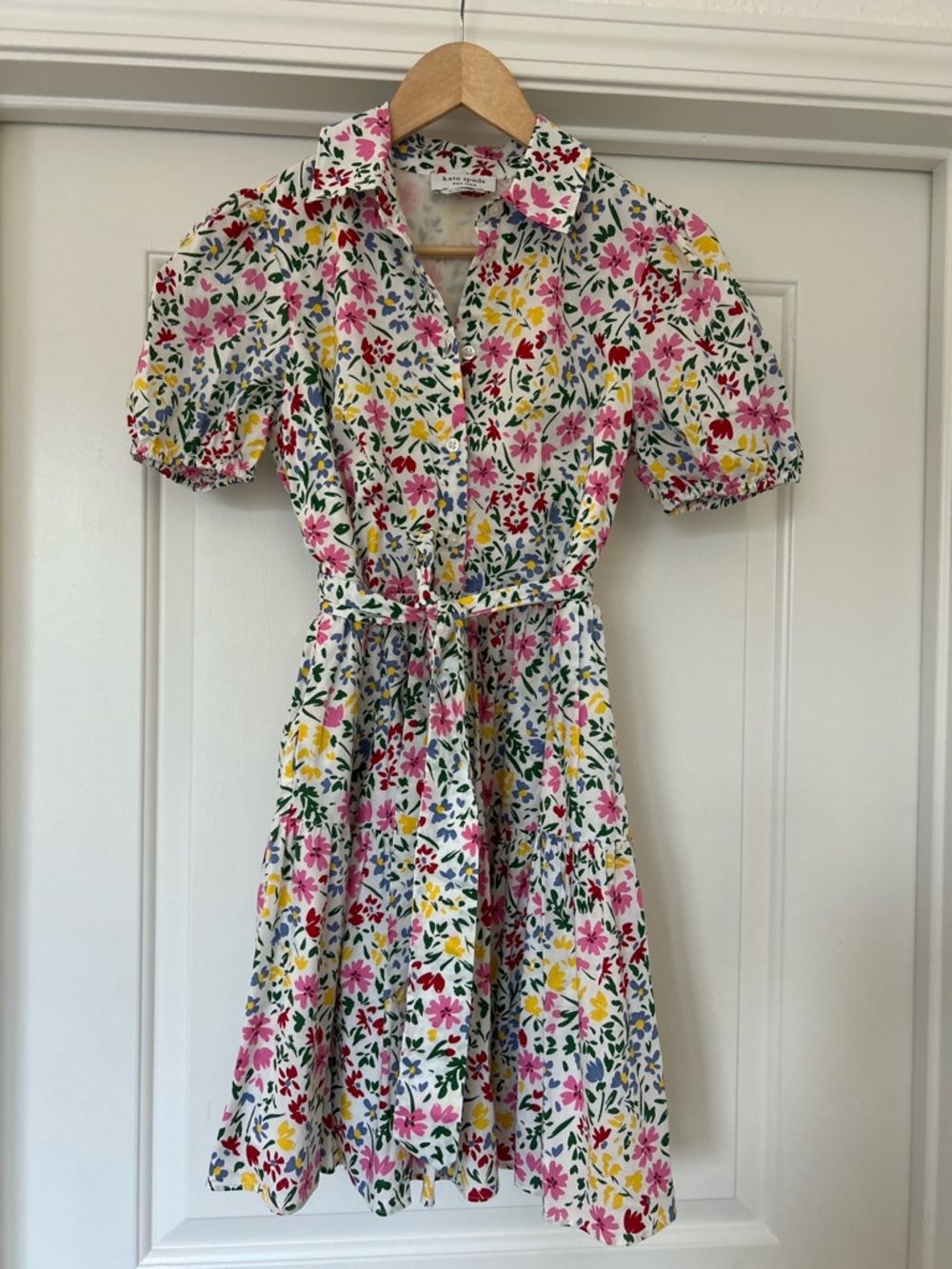 Kate Spade Shoreside Floral Summer Poplin Dress with Tie Waist, Lined. XS